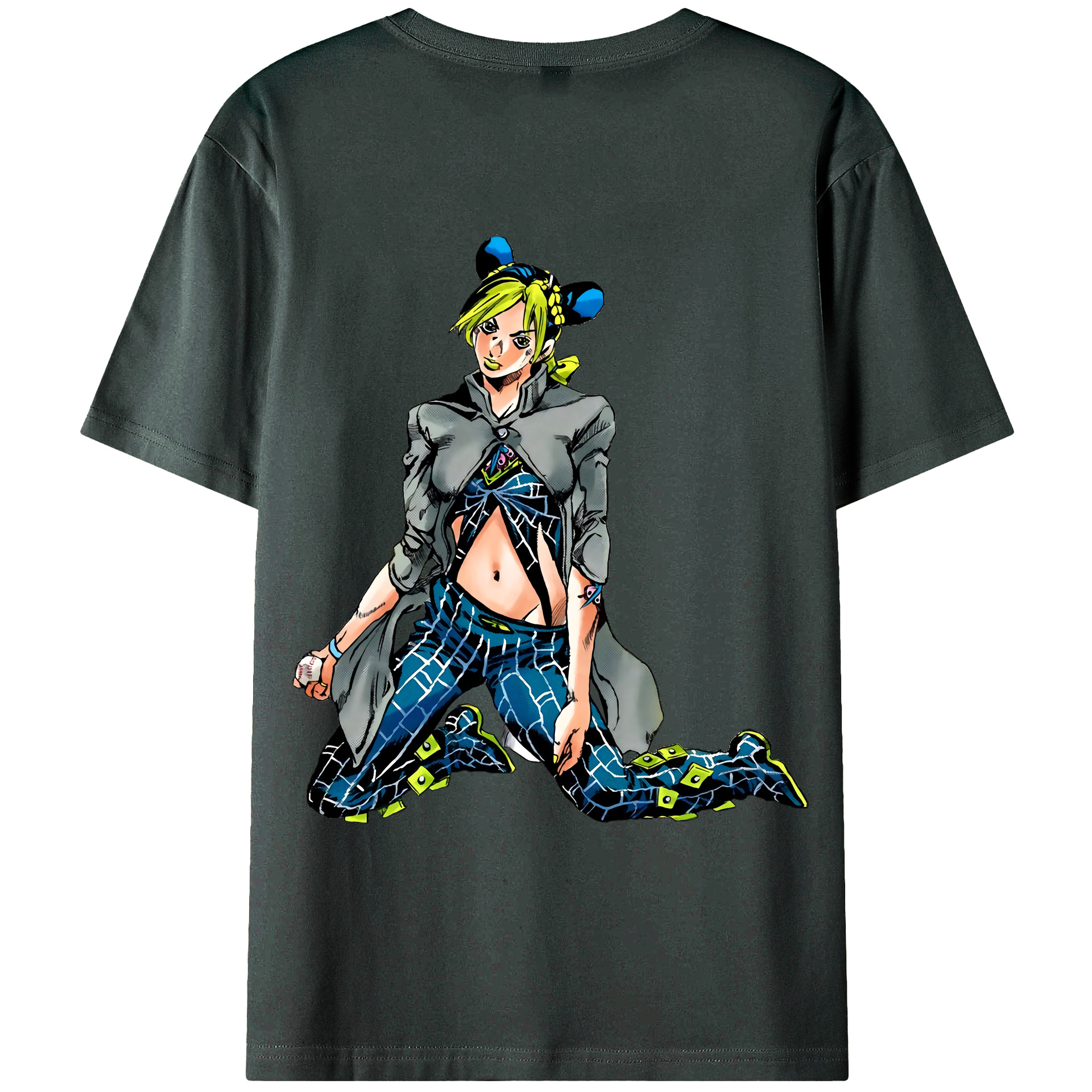 （画像用） "ジョジョの奇妙な冒険 くうじょう ジョリーン JoJo's Bizarre Adventure Jolyne Cujoh " 綿100％ メンズ半袖Tシャツ（バックプリント） 通気性